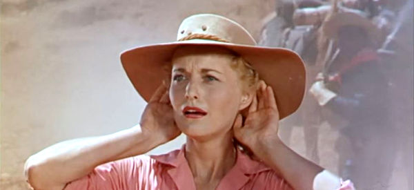 Constance Towers as Mary Beecher, listening for the Indians to attack again in Sergeant Rutledge (1960)