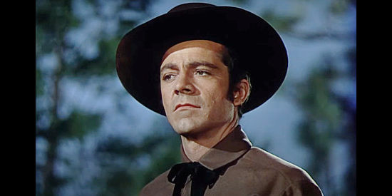Dana Andrews as Logan Stuart, an industrius frontier businessman in Canyon Passage (1946)