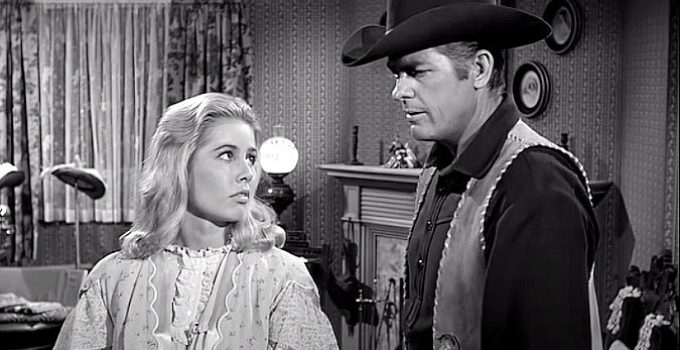 Della Sharman as Arlene with James Brown as Billy Wade in Five Guns to Tombstone (1961)