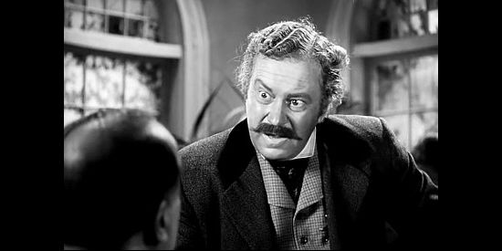 Edgar Buchanan as Bravo Trimble, shocked to learn his prized prisoner has escaped in Abilene Town (1946)