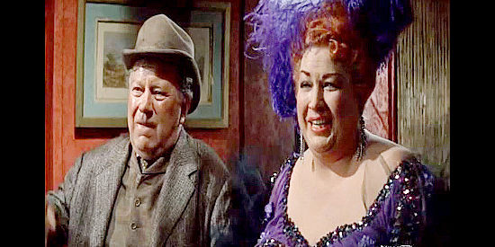 Edgar Buchanan as Judge Tolliver and Jenie Jackson as Kate, welcoming Elsa to her bar-room wedding in Ride the High Country (1962)