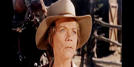 Ellen Corby as Hazel Squires, a ranch woman who sells Jim Cole the stock he needs in The Night of the Grizzly (1966)