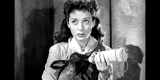 Gail Russell as Penelope Worth, pondering the possibility of a future with Quirt Evans in Angel and the Badman (1947)