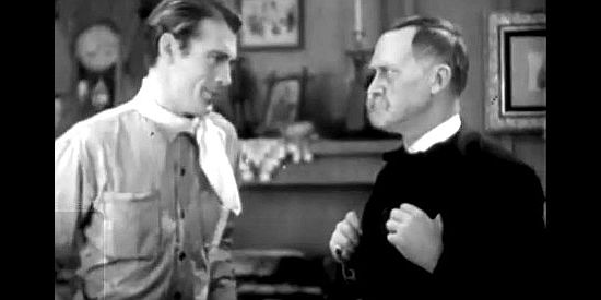 Gary Cooper as the Virginian, asking Judge Henry (E.H. Calvert) for a formal introduction to the new school teacher in The Virginian (1929)