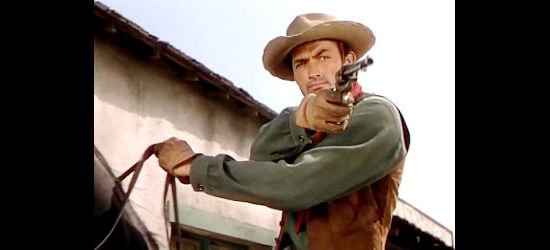 Gregory Peck as Lewt McCanles, shooting his way into more trouble in Duel in the Sun (1946)