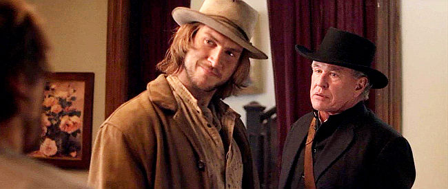 Greyson Holt as Isaac Shepherd with his father John (Tom Berenger) in Lonesome Dove Church (2014)