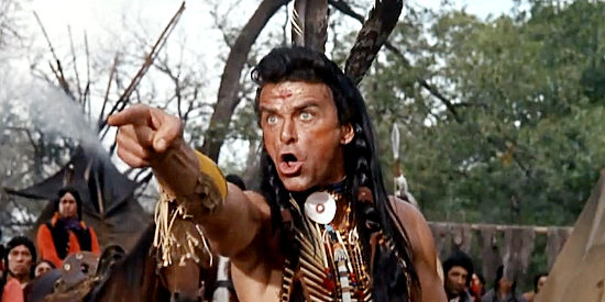 Henry Brandon as Chief Quanah Parker, in a dispute with Stone Calf in Two Rode Together (1961)