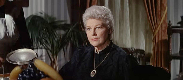 Isobel Elsom as Mrs. Rogers, doubting her widowed daughter-in-law's plan to take her children West in The Second Time Around (1961)