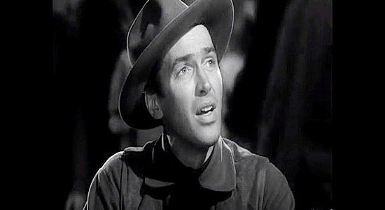 James Stewart as Destry, the new deputy sheriff who won't quit asking questions about what happened to the former sheriff in Destry Rides Again (1939)