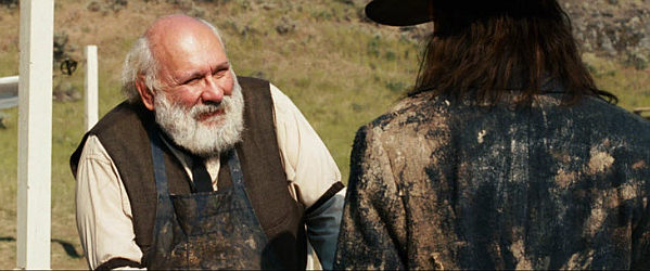 Jay Brazeau as Dr. Angus Schiffron with the Montana Kid in Gunless (2010)