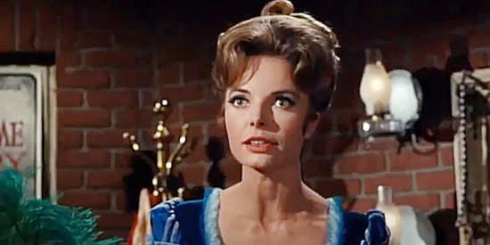 Joan Freeman as Sue Chesnut, shocked to find Johnny smooching with a Union commander's daughter in The Fastest Guitar Alive (1967)