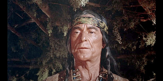 John Hoyt as Chata, leader of the Apache band on the warpath in Duel at Diablo (1966)