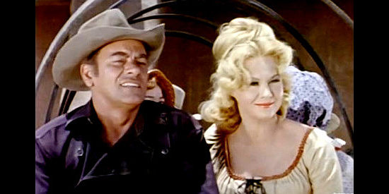 John Ireland as Tom Horn and Virginia Mayo as Linda Lee, brought together under difficult circumstances in Fort Utah (1967)