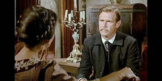 John Lupton as Jesse James, getting to know Maria Frankenstein in Jesse James Meets Frankenstein's Daughter (1966)