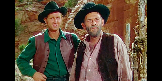 John McIntire as Floyd Cordt and Lloyd Bridges as Virgil Cordt, up to no good in Red Canyon (1949)