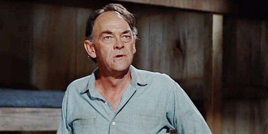 John McIntire as Pa Burton, reacting to news that the Kiowa have a new chief in Flaming Star (1960)
