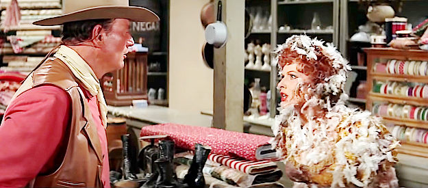 John Wayne as George Washington McLintock and Maureen O'Hara as estranged wife Katherine, arguing again in McLintock! (1963)