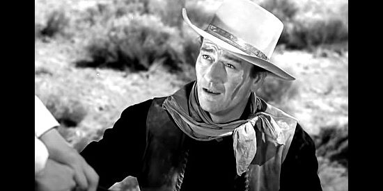 John Wayne as Quirt Evans, getting his first glimpse of Penelope in Angel and the Badman (1947)