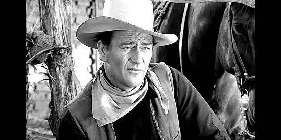 John Wayne as Quirt Evans, trying to avoid trouble after meeting Penelope in Angel and the Badman (1947)