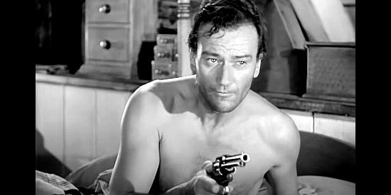 John Wayne as Quirt Evans, waking after recovering from his wounds in Angel and the Badman (1947)