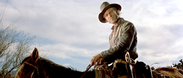 Joseph Wiseman as Abe Kelsey, the haggard veteran whose stories of the past haunt the Zachary family in The Unforgiven (1960)