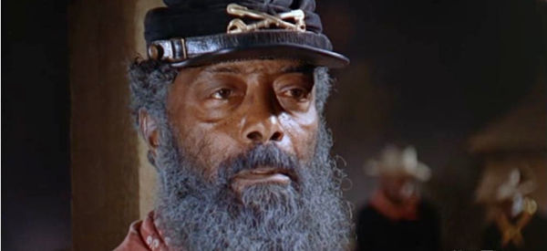 Juano Hernandez as Sgt. Matthew Luke Skidmore, one of the buffalo soldiers serving under Lt. Cantrell in Sergeant Rutledge (1960)