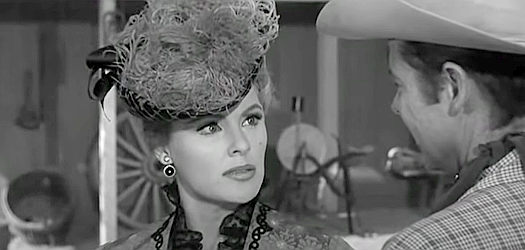Kathleen Crowley as Estelle, her motives being questioned by Chris Foster in Showdown (1963)