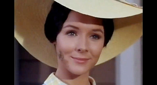 Kathryn Hays as Elizabeth Reynolds, bearing a smudge of mud from her first meeting with Benjamin Pride in This Savage Land (1969)