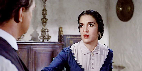 Katy Jurado as Maria Longworth, pleading with her husband (Karl Malden) on behalf of Louisa in One-Eyed Jacks (1963)