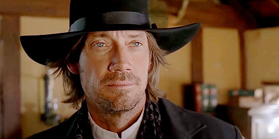 Kevin Sorbo as Preacher, meeting Col. Cusack for the first time in Avenging Angel (2007)