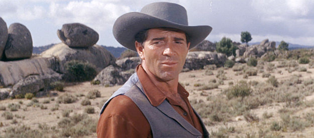 Kieron Moore as Mace Fenton, the sheriff's deputy unsure which side of the border he belongs on in Son of a Gunfighter (1965)