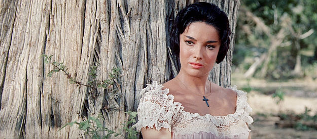 Linda Cristal as Flaca, the Mexican girl who turned the head of Davy Crockett in The Alamo (1960)