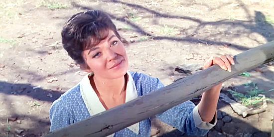 Linda Lawson as Dawn Gillis, a missionary with something of a secret in Apache Rifles (1964)