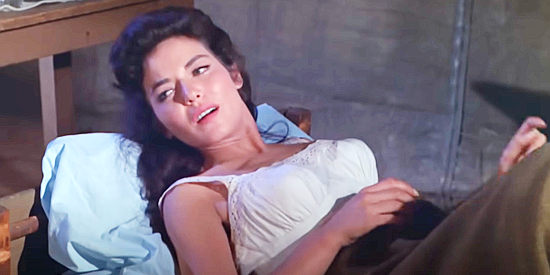 Linda Lawson as Dawn Gillis, recovering from a wound in Apache Rifles (1964)