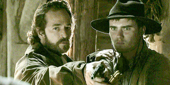 Luke Perry as John Goodnight with Cameron Bright as Will in Goodnight for Justice, Measure of a Man (2012)