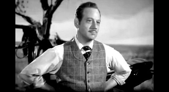 Melvyn Douglas as Brice Chamberlain, champion for the homesteaders and a man who wants a future with another man's woman in The Sea of Grass (1947)