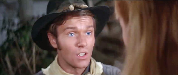 Michael Anderson Jr. as Private Martin Hale, telling Beth about the coming expedition in The Glory Guys (1965)