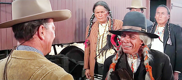 Michael Pate as Puma, asking George Washington McLintock to represent the Indians in treaty talks with the governor in McLintock! (1963(