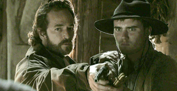 Luke Perry as John Goodnight with Cameron Bright as Will in Goodnight for Justice, Measure of a Man (2012)