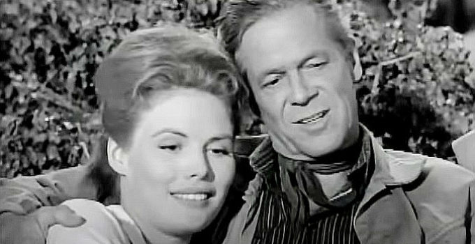 Jo Morrow as Kate McCloud planning a future with Bart Thome (Dan Duryea) in He Rides Tall (1964)