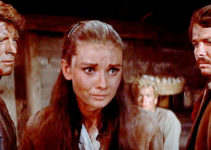 Audrey Hepburn as Rachel Zachary, flanked by brothers Ben (Burt Lancaster) and Cash (Audie Murphy) in The Unforgiven (1960)