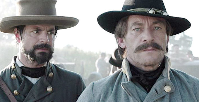 Gale Harold as Maj. Charles Semple with Jason Isaacs as Gen John C. Breckinridge in Field of Lost Shoes (2015)