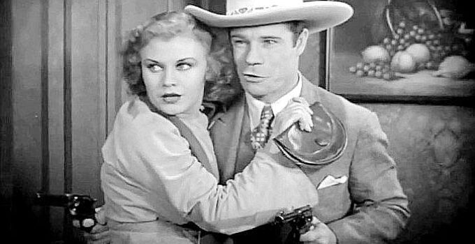 Ginger Rogers as Ruth Weston, kidnapped and hoping to be rescued by Calvin Jones (Joe E. Brown) in The Tenderfoot (1932)