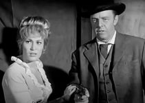 Jodi Mitchell as Sally Lattimore, trying to prevent Ben (Harry Lauter) from carrying out his planned vengeance in Convict Stage (1965)