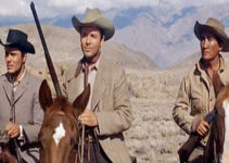 John Saxon as Seymour Kern, Audie Murphy as Banner Cole and Rodolfo Acosta as Johnny Caddo in posse from Hell (1961)