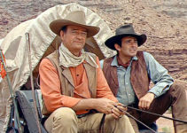 John Wayne as Capt. Jake Cutter and Stuart Whitman as Paul Regret, hoping to find the comancheros camp in The Comancheros (1961)
