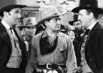 Preston Foster as Tex Randolph, Richard Dix as Clay Tallant and Louis Calhern as Sheriff Mannon in The Arizonian (1935)
