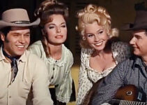 Sammy Jackson as Steve, Joan Freeman as Sue Chesnut, Maggie Pierce as Flo Chesnut and Roy Orbison as Johnny in The Fastest Guitar Alive (1967)