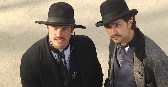 Shawn Roberts as Wyatt Earp and Matt Dallas as Bat Masterson in Wyatt Earp's Revenge (2012)