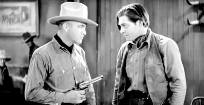 WIlliam Boyd as Bill Holbrook and Clark Gable as Rance Brett, squaring off in The Painted Desert (1931)